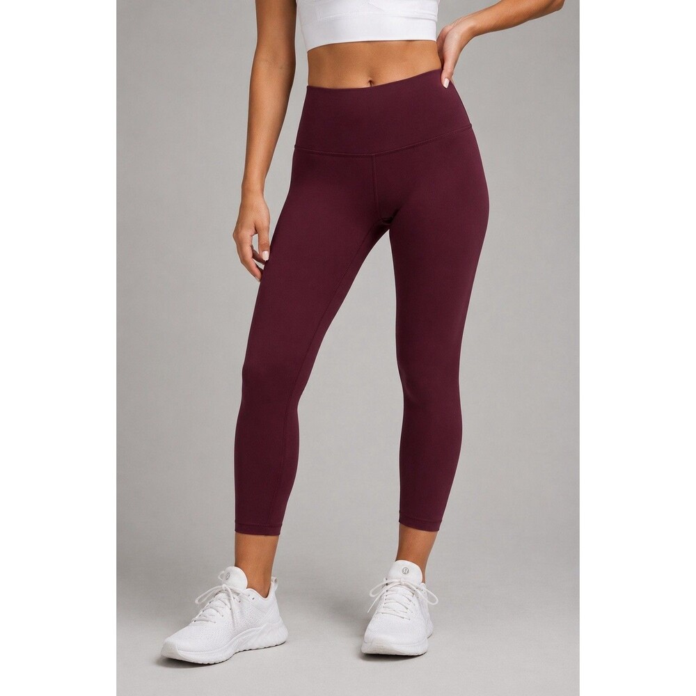 Lululemon Align High Rise Crop Leggings Burgundy Cassis Garnet Size 10